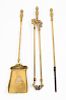 * A Set of English Brass Fireplace Tools, Length of longest 26 inches.