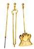 * A Set of English Brass Fireplace Tools, Length of longest 29 inches.