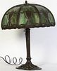 An American Slag Glass Table Lamp, Height 21 x diameter of shade 17 1/2 inches.