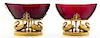 * A Pair of Empire Style Gilt Metal and Ruby Glass Centerpieces, Width 7 1/2 inches.
