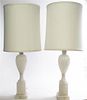 * A Pair of Continental Alabaster Table Lamps, Height 20 inches.