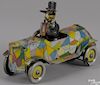 Distler tin lithograph wind-up Uncle Wiggily Crazy Car, Copyright by Howard R. Garis, 9 1/4'' l.