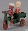 Japanese tin and celluloid Henry motoring wind-up tricycle, 5'' l.