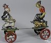 Nifty tin lithograph wind-up Maggie and Jiggs platform spring toy, Copyright 1924