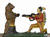 J. & E. Stevens cast iron Indian shooting bear mechanical bank, 7 1/2'' h.