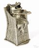 J. & E. Stevens nickel plated cast iron pig in high chair mechanical bank, 5 3/4'' h.