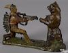 J. & E. Stevens cast iron Indian shooting bear mechanical bank, 7 1/2'' h.