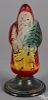 Large embossed glass Santa Claus Christmas light bulb, overall - 9 1/2'' h.