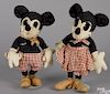 Pair of homemade Mickey and Minnie Mouse cloth dolls, ca. 1932-1939