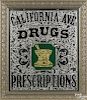 California Ave. Drugs Prescriptions reverse painting on glass trade sign