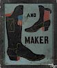 Boot and Shoe Maker painted tin trade sign, late 19th c., double-sided