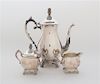 An American Silver-Plate Coffee Set, F.B. Rogers Silver Co., Taunton, MA, comprising a coffee pot, creamer, and lidded sugar bow