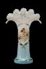 Bohemian White & Blue Enameled Glass Vase