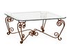 Rustic Wrought Iron and Glass Top Coffee Table