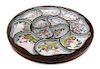 A Chinese Canton Enameled Sweet Meat Service Tray, Height 3 1/4 x diameter of top 18 inches.