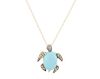 14k Gold, Turquoise and Diamond Turtle Necklace
