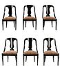Set of 6 Black Lacquered Gondola Dining Chairs
