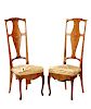 Pair English Satinwood "Fancy" Painted Side Chairs