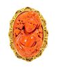 An Antique Yellow Gold and Coral Cameo Brooch, 26.60 dwts.
