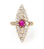 A Victorian Yellow Gold, Diamond, and Ruby Ring, 3.20 dwts.