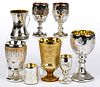 ASSORTED MERCURY / SILVERED GLASS DRINKING ARTICLES, LOT OF EIGHT,