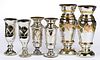ASSORTED MERCURY / SILVERED GLASS VASES, LOT OF SIX,