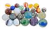 ASSORTED GLASS MARBLES, LOT OF 22,
