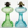 PRINCESS FEATHER KEROSENE STAND LAMPS, LOT OF TWO,