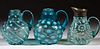 ASSORTED BLOWN OPALESCENT GLASS SYRUP PITCHERS, LOT OF THREE,