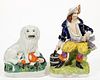 ENGLISH STAFFORDSHIRE HAND-PAINTED CERAMIC FIGURES, LOT OF TWO