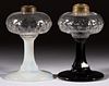 PANELLED PANELLED PUNTY KEROSENE STAND LAMPS, LOT OF TWO,