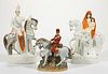 ENGLISH STAFFORDSHIRE HAND-PAINTED CERAMIC FIGURAL GROUPS, LOT OF THREE