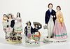 ENGLISH STAFFORDSHIRE HAND-PAINTED CERAMIC FIGURAL GROUPS, LOT OF THREE