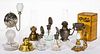 ASSORTED GLASS AND METAL MINIATURE LAMPS, LOT OF NINE