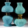 ASSORTED OPAQUE GLASS MINIATURE LAMPS, LOT OF TWO