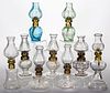 ASSORTED PATTERN MINIATURE LAMPS, LOT OF NINE