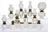 ASSORTED PATTERN OPAQUE GLASS MINIATURE LAMPS, LOT OF NINE