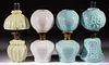 ASSORTED PATTERN OPAQUE GLASS MINIATURE LAMPS, LOT OF FOUR