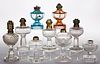 ASSORTED PATTERN MINIATURE STAND LAMPS, LOT OF NINE