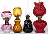 ASSORTED PATTERN MINIATURE LAMPS, LOT OF FOUR