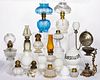 ASSORTED PATTERN MINIATURE LAMPS AND COMPONENTS, APPROXIMATELY 18 ARTICLES