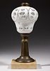TULIP CUT-OVERLAY GLASS KEROSENE STAND LAMP,