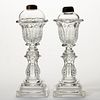PRESSED ACANTHUS LEAF WHALE OIL / FLUID PAIR OF STAND LAMPS,
