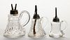 ASSORTED SOUTH BOSTON GLASS WHALE OIL / FLUID FINGER LAMPS, LOTO OF THREE,