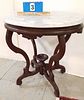 VICT WALNUT MARBLE TOP TABLE 30 1/2"H X 28"W X 21"D
