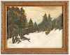 American School, Snowy Forest, Oil, Signed