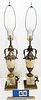 PR MARBLE AND BRASS URN LAMPS 41"