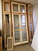LOT 2 FRAMED DOUBLE DOORS WITH TRANSOMS 9'7"H X 45 1/2"W W/ PR FRAMED SIDE WINDOWS W/ TRANSOMS 9'7" X 16"W