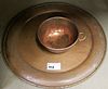 23 1/2" DIAM. HAMMERED COPPER CHARGER & BOWL 4 1/4"H X 8 1/2"DIAM.