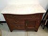 OAK MARBLE TOP WASH STAND 28 1/2"H X 35"W X 19 1/2"D